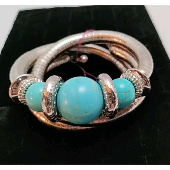 Unique Multi-Layer Turquoise Wrap Bracelet (1 pc) - Picture 1 of 6